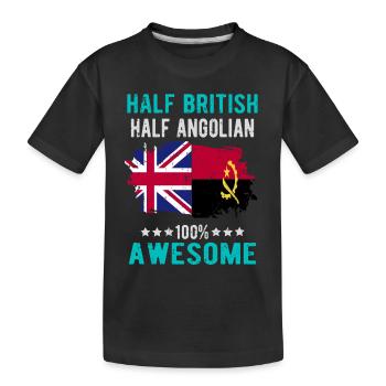 Half British Half Angolier - Kids' Premium Organic T-Shirt - black - Front
