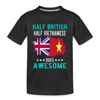 Halb Brite Halb Vietnamese - Kinder Premium Bio T-Shirt - Schwarz - Vorne