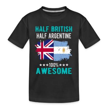 Half British Half Argentine - Kids' Premium Organic T-Shirt - black - Front