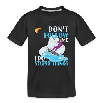 Ne me suivez pas, je fais des choses stupides kitesurf - T-shirt bio Premium Enfant - noir - Devant