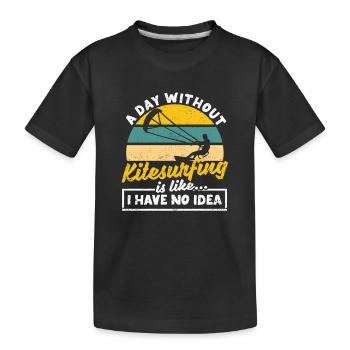Funny Kiteboarding Ocean Surfer A day without kite - Kids' Premium Organic T-Shirt - black - Front