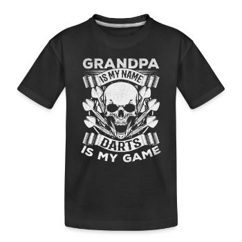 Grand-père est mon nom Fléchettes est mon jeu Je Grand-père - T-shirt bio Premium Enfant - noir - Devant