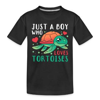 Just a boy who loves turtles - Kids' Premium Organic T-Shirt - black - Front