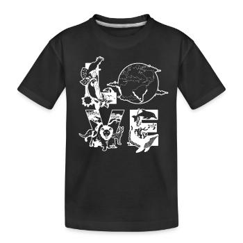Earth Day Environment Climate Change LOVE Animals Earth - Kids' Premium Organic T-Shirt - black - Front