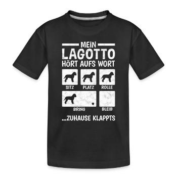 Lagotto Romagnolo Hundetricks Wasserhund - Kinder Premium Bio T-Shirt - Schwarz - Vorne