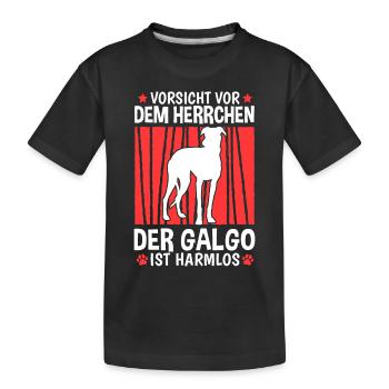 Vorsicht vor dem Galgo Espanol Herrchen - Kinder Premium Bio T-Shirt - Schwarz - Vorne
