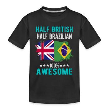 Half British Half Brazilian - Kids' Premium Organic T-Shirt - black - Front