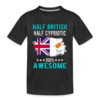 Half British Half Cypriot - Kids' Premium Organic T-Shirt - black - Front