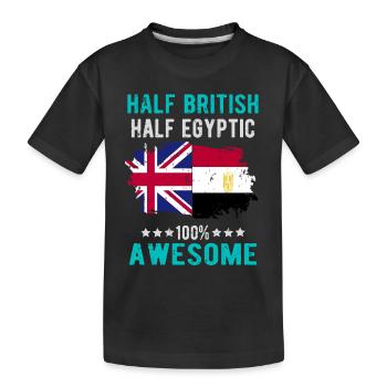 Half British Half Egyptian - Kids' Premium Organic T-Shirt - black - Front