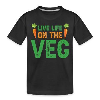 Vegetarier Veganer Vegan Veggie Tierschutz Gemüse - Kinder Premium Bio T-Shirt - Schwarz - Vorne