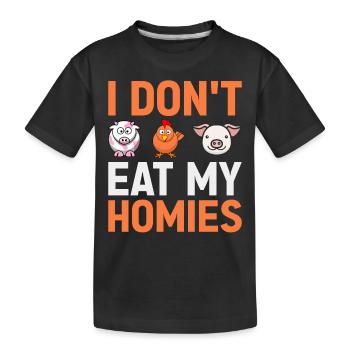 Vegetarier Veganer Vegan Veggie Tierschutz Gemüse - Kinder Premium Bio T-Shirt - Schwarz - Vorne