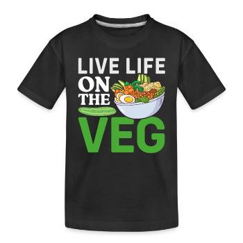 Vegetarier Veganer Vegan Veggie Tierschutz Gemüse - Kinder Premium Bio T-Shirt - Schwarz - Vorne