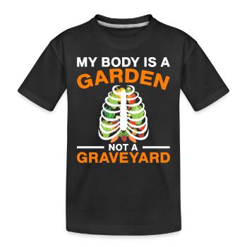 Vegetarier Veganer Vegan Veggie Tierschutz Gemüse - Kinder Premium Bio T-Shirt - Schwarz - Vorne