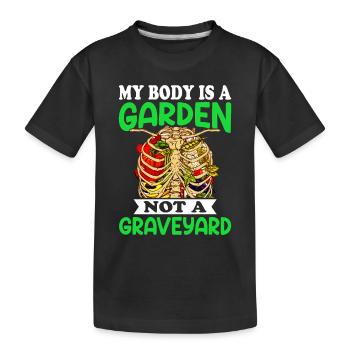 Vegetarier Veganer Vegan Veggie Tierschutz Gemüse - Kinder Premium Bio T-Shirt - Schwarz - Vorne