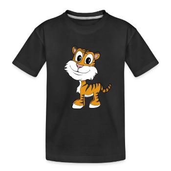 Süßer Cartoon Tiger - Kinder Premium Bio T-Shirt - Schwarz - Vorne