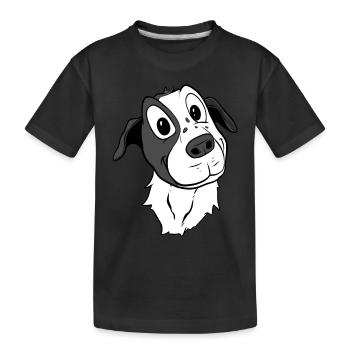 Süßer Cartoon Hund - Kinder Premium Bio T-Shirt - Schwarz - Vorne