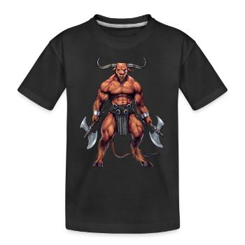 Griechische Mythologie Gottheit Minotaurus - Kinder Premium Bio T-Shirt - Schwarz - Vorne