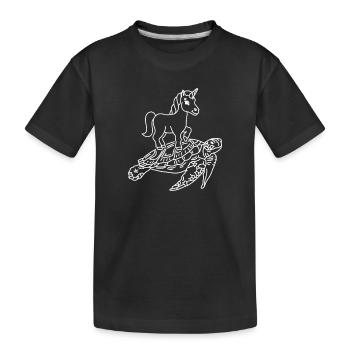 Lustiges Schildkröten-Einhorn Süße Schildkröte - Kinder Premium Bio T-Shirt - Schwarz - Vorne
