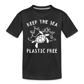 Gardez la mer sans plastique I Tortue de mer - T-shirt bio Premium Enfant - noir - Devant