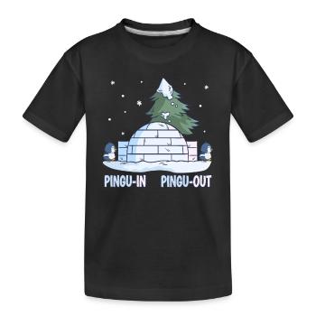 Penguin Pun Neige Hiver Pengu-In Pengu-Out - T-shirt bio Premium Enfant - noir - Devant