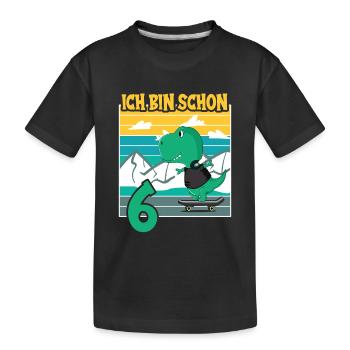 Dino Geburtstagsmotiv 6 Jahre Jungen Geschenkidee - Kinder Premium Bio T-Shirt - Schwarz - Vorne