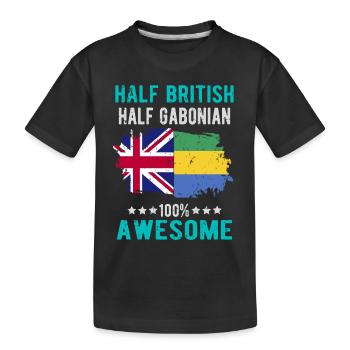 Half British Half Gabonese - Kids' Premium Organic T-Shirt - black - Front