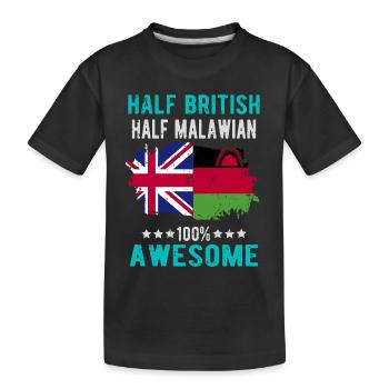 Half British Half Malawi - Kids' Premium Organic T-Shirt - black - Front