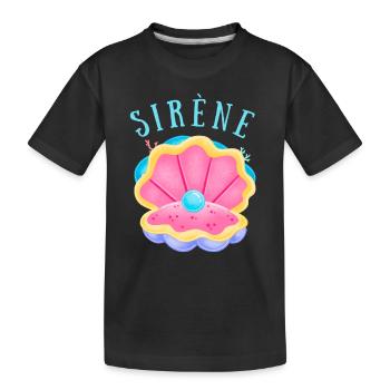 sirène rose perle coquillage océan - T-shirt bio Premium Enfant - noir - Devant