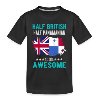 Half British Half Panama - Kids' Premium Organic T-Shirt - black - Front