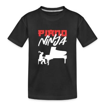 Piano Ninja Pianist Keyboard - Kids' Premium Organic T-Shirt - black - Front