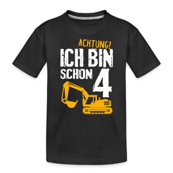 4. Geburtstag Bagger 4 Jahre Kindergeburtstag - Kinder Premium Bio T-Shirt - Schwarz - Vorne