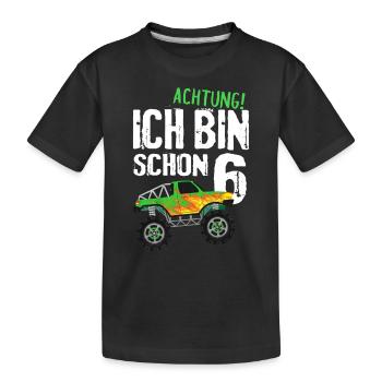6. Geburtstag Monster Truck 6 Jahre Kinder - Kinder Premium Bio T-Shirt - Schwarz - Vorne