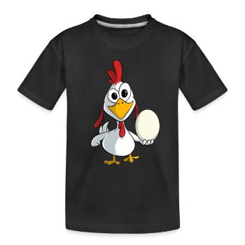 Funny chicken with an egg - Kids' Premium Organic T-Shirt - black - Front