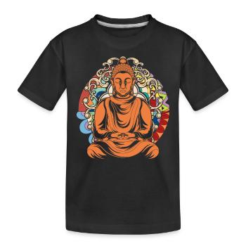 Yoga Méditation Bouddhisme Mandala Bouddha - T-shirt bio Premium Enfant - noir - Devant