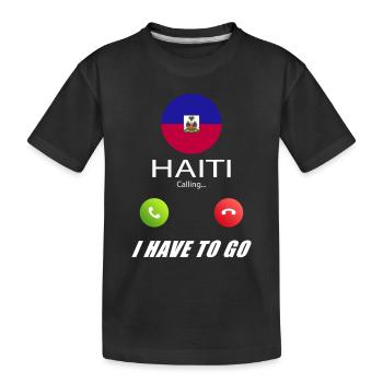 Haiti ruft an Lusiger Flaggen Spruch - Kinder Premium Bio T-Shirt - Schwarz - Vorne