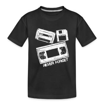 Never Forget Audio Cassette Tape - Kinder Premium Bio T-Shirt - Schwarz - Vorne