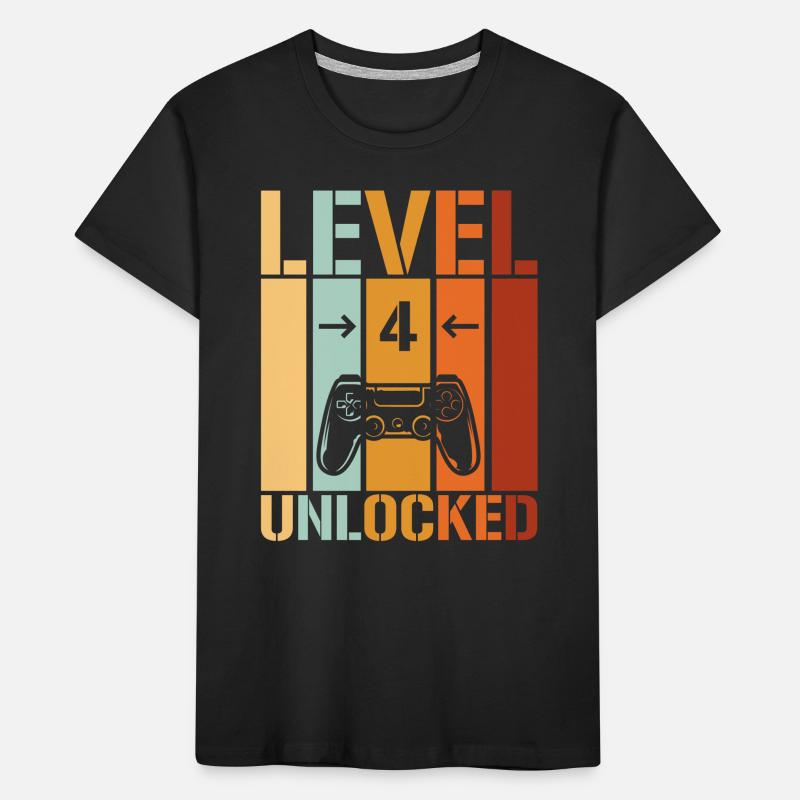 4. Geburtstag Level 4 unlocked Kinder Premium Bio T-Shirt