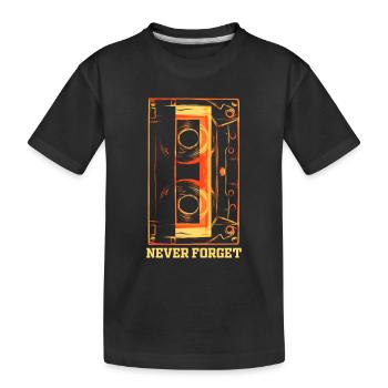 Never Forget Audio Cassette Tape - Kinder Premium Bio T-Shirt - Schwarz - Vorne