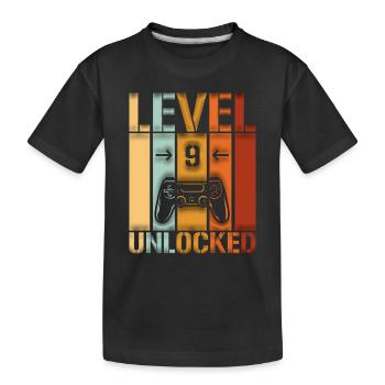 9th Birthday Level 9 unlocked - Kids' Premium Organic T-Shirt - black - Front