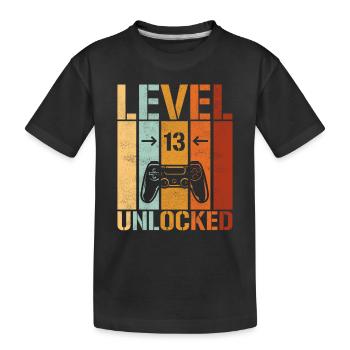 13. Geburtstag Level 13 unlocked - Kinder Premium Bio T-Shirt - Schwarz - Vorne