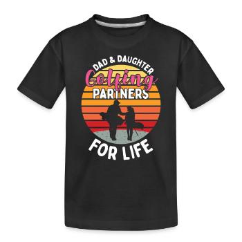 Père et fille Partenaire de golf Partner Look - T-shirt bio Premium Enfant - noir - Devant