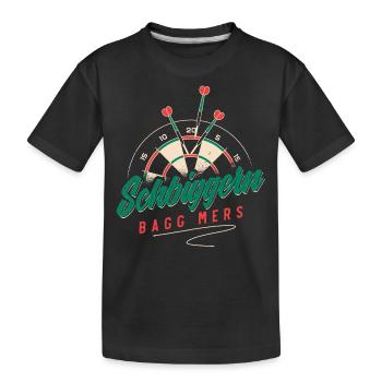 Dart Dart spielen, Schbiggern Fränkisch - Kinder Premium Bio T-Shirt - Schwarz - Vorne