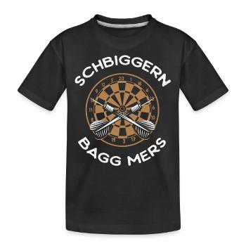 Dart Dart spielen, Schbiggern Fränkisch - Kinder Premium Bio T-Shirt - Schwarz - Vorne