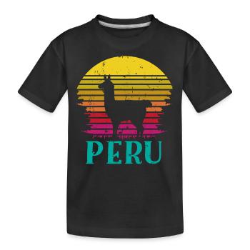 Peru, Perulama - Kids' Premium Organic T-Shirt - black - Front