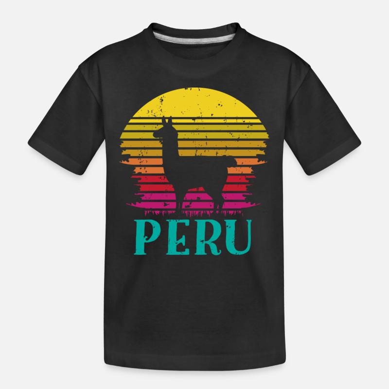 Peru, Perulama - Kinder Premium Bio T-Shirt - Schwarz