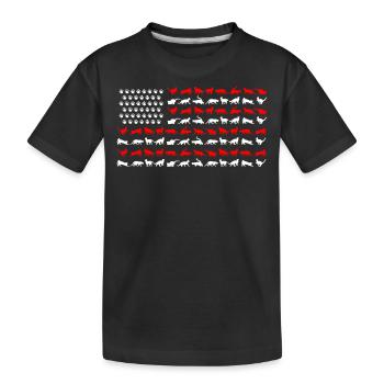 Katze Amerikanische Flagge, Katzenbesitzer - Kinder Premium Bio T-Shirt - Schwarz - Vorne