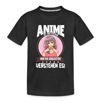 Anime Saying Weeb Otaku Anime is like Latin - Kids' Premium Organic T-Shirt - black - Front