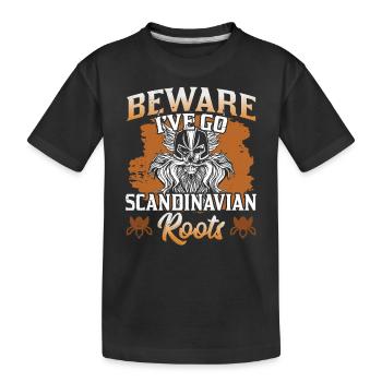 Attention j’ai des racines scandinaves nordiques - T-shirt bio Premium Enfant - noir - Devant