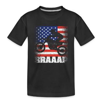 Braaap Vintage USA Drapeau Américain Dirt Bike - T-shirt bio Premium Enfant - noir - Devant