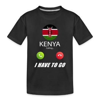 Kenya ruft an Lusiger Flaggen Spruch - Kinder Premium Bio T-Shirt - Schwarz - Vorne